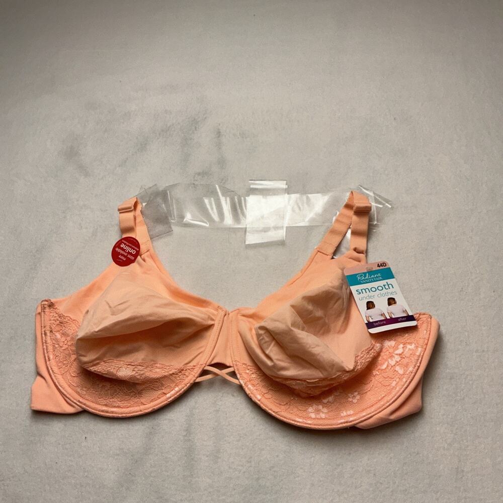 Vanity Fair ~ Womens Bra Smooth Under Clothes Underwire Light Coral Sz 44D, 3994